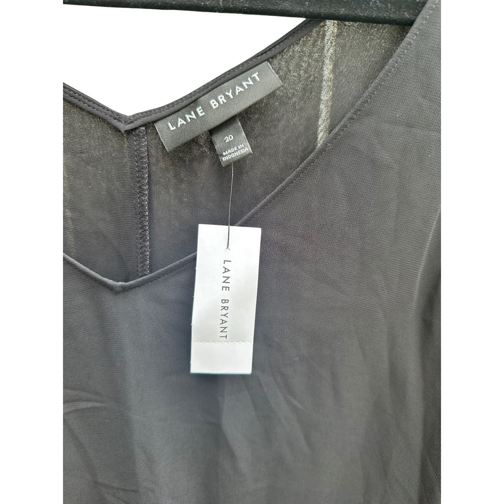 Lane Bryant Women Black V-Neck Chiffon Layered Tank Top Blouse Size 20 NWT - Picture 4 of 6